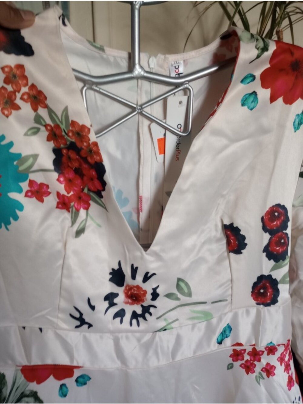 NEW OC ORDER PLUS Retro Floral Midi Dress V-Neck A-Line Womens Size 3XL